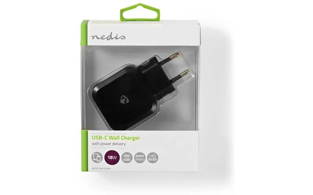 Cargador de Pared - 3,0 A - USB-C - Power Delivery 18 W - Negro