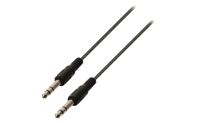 Cable de audio jack estéreo de 6.35 mm macho - 6.35 mm macho de 2.00 m en color negro