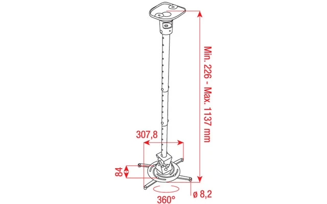 DMT  PRB-5 Soporte de techo universal para proyector - plata