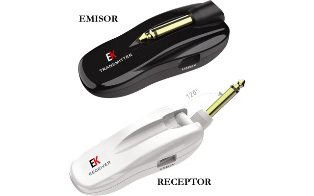 EK Audio GBW - Sistema inalámbrico receptor con tranmisor para guitarra y bajo