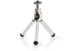 Minitrípode panorámica e Inclinación , hasta 0,8 kg - 13,4 cm - Negro/plata - Nedis TPOD1000GY