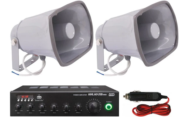 Megafonia para coches 12V - 60W - 2 Bocinas