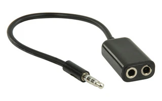 Cable divisor con jack de audio estéreo, 3,5 mm macho - 2x 3,5 mm hembra, negro 0,20 m