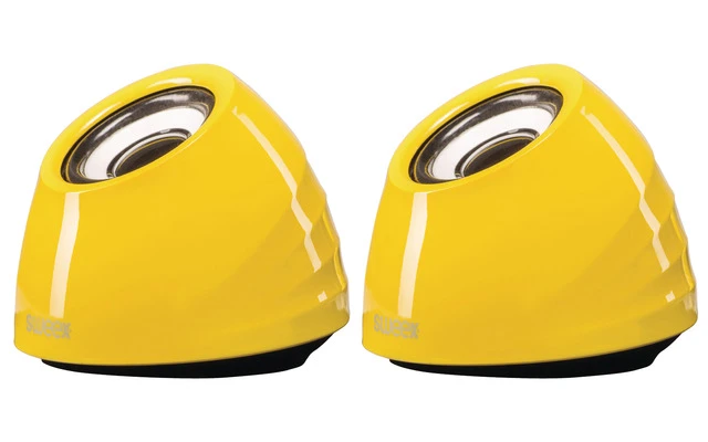 Juego de 2 altavoces USB 2.0 portátiles con potencia de 3 W en color amarillo
