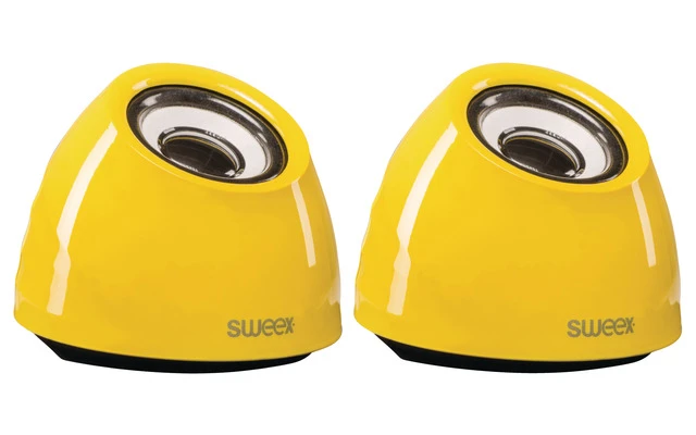 Juego de 2 altavoces USB 2.0 portátiles con potencia de 3 W en color amarillo