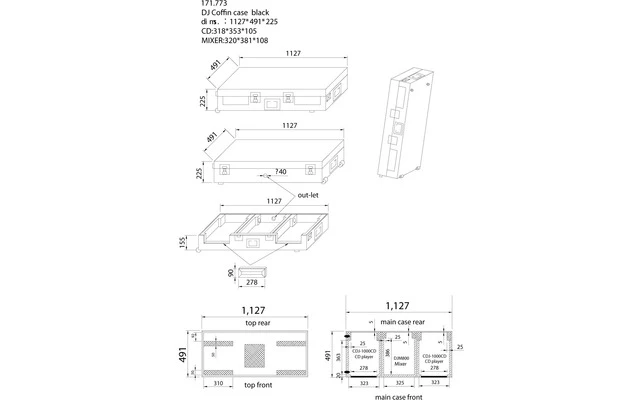 Power Dynamics PD-FC1 Flightcase para mesa DJM / 2X reproductores CDJ