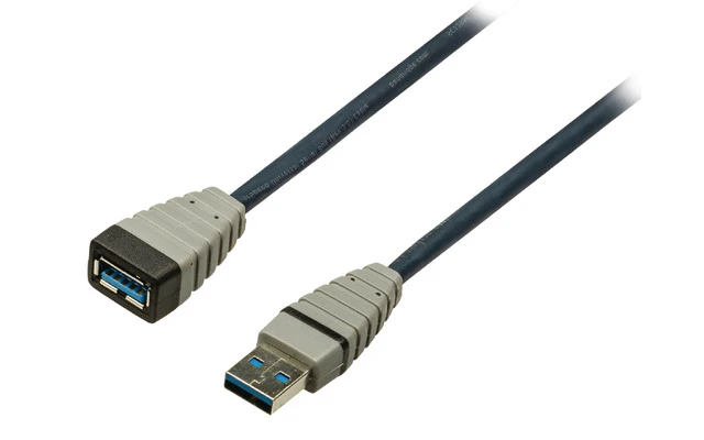 Cable de Extensión USB 3.0 A macho - A hembra Redondo Azul - 2 metros