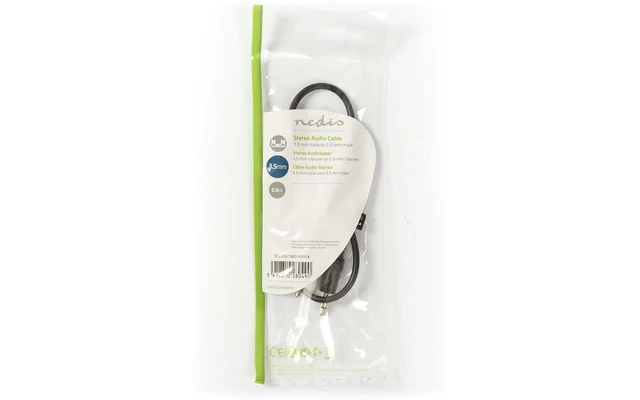 Cable de Audio Estéreo - Macho de 3,5 mm - Macho de 3,5 mm - 0,5 m - Negro