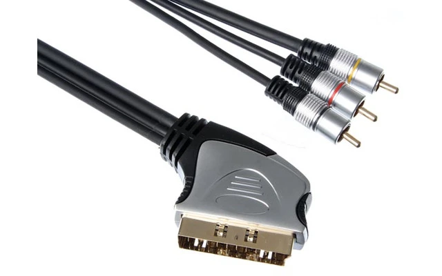 CONECTOR SCART MACHO (21 POLOS) A 2 x CONECTOR RCA MACHO AUDIO +