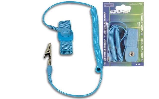 PULSERA ANTIESTÁTICA AJUSTABLE Y ELÁSTICA - COLOR AZUL
