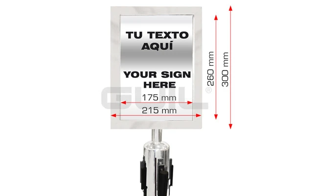 Guil PST-A4V/P Adaptador porta documento DIN A4 (Inox) para poste separador PST-10