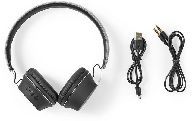 Auriculares Bluetooth de Tela - De Diadema - 18 Horas de Reproducción - Gris / Negro