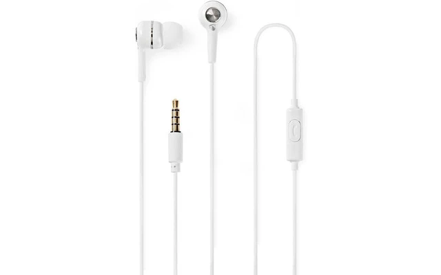 Auriculares con Cable de 1,20 metros - Intrauditivos con micrófono Integrado - Blanco