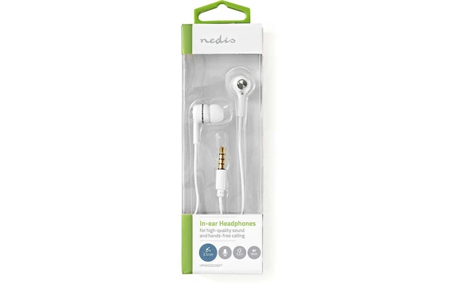 Auriculares con Cable de 1,20 metros - Intrauditivos con micrófono Integrado - Blanco