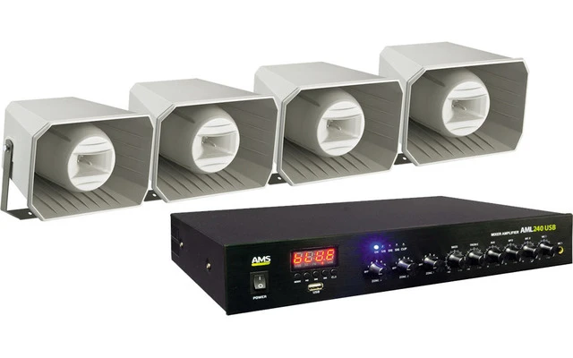 Amplificador de 3 zonas AML 240 + Bocina Monacor IT-250TW (X4)