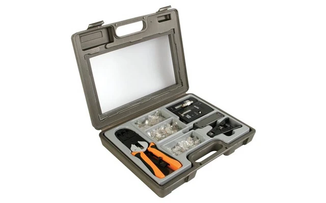 MALETÍN CON ALICATES PARA CRIMPAR CONECTORES MODULARES 4P4C (RJ10), 6P4C (RJ11), 6P6C (RJ12), 8P