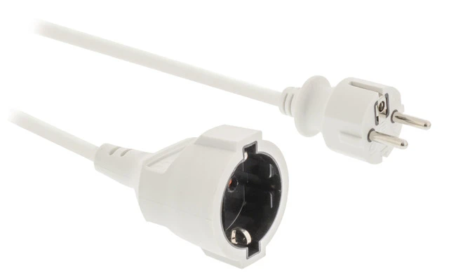 Cable de Extensión de Alimentación 3 m H05VV-F 3G1.5 IP20 Blanco