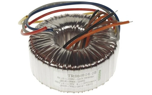 Transformador toroidal 100VA 230 / 235V entrada 2 x 25V Salida