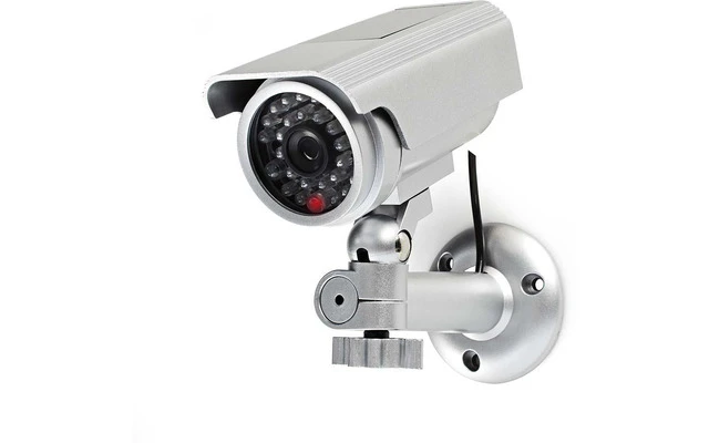 Cámara de Seguridad Simulada - Tubular - IP44 - Plata