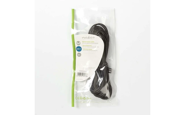 Cable de Audio Estéreo - Macho de 3,5 mm - Hembra de 3,5 mm - 5,0 m - Negro