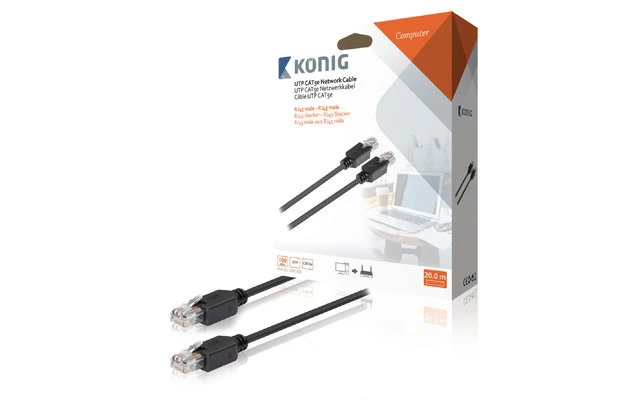 Cable de red UTP CAT5e de RJ45 macho a macho de 20,0 m en gris - König KNC85100E200