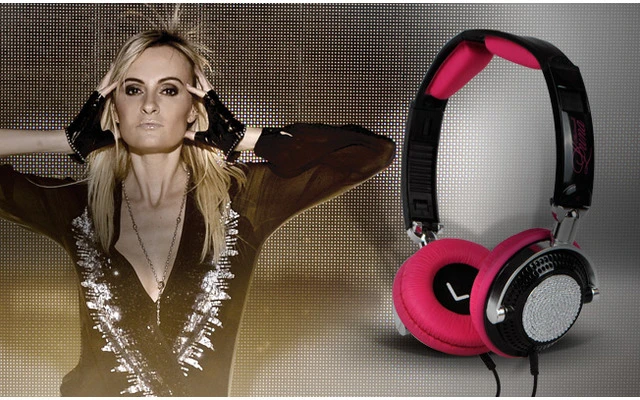 On-Ear Melle Luna Black Fushia Strass