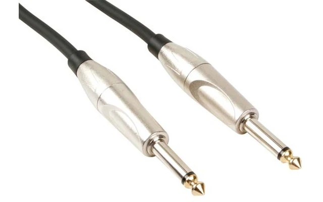 Cable patch profesional 6.35mm mono a 6.35mm mono 1 metro