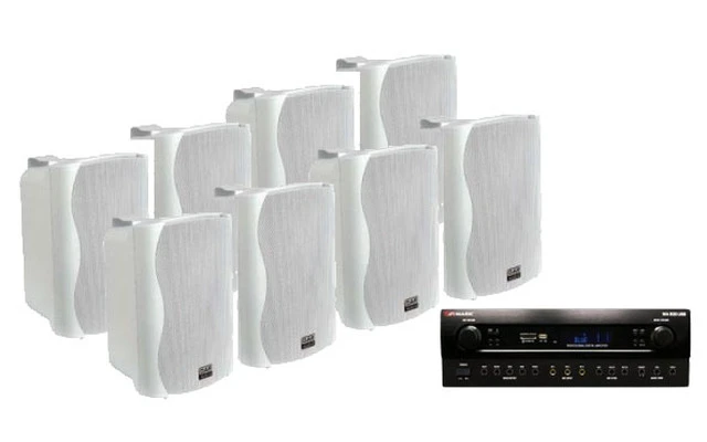 Conjunto Comercio 520W - 8x Altavoces 6.5" Blanco + Mark MA 650