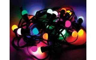 CADENA LUZ FESTIVA EXTERIORES, 11.5m, 20 BOMBILLAS DE COLORES LE