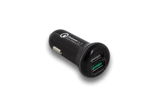 EWENT - CARGADOR DE COCHE DE 5 A CON 2 PUERTOS USB Y SISTEMA DE CARGA RÁPIDA QUICK CHARGE 3.0