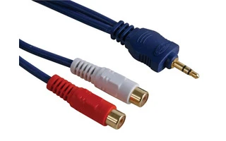 Cable audio - Jack estéreo macho 3.5mm a 2 x RCA Hembra, 0.2m