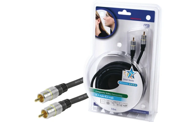 Cable de Vídeo Compuesto RCA Macho - RCA Macho Gris Oscuro , 10 metros