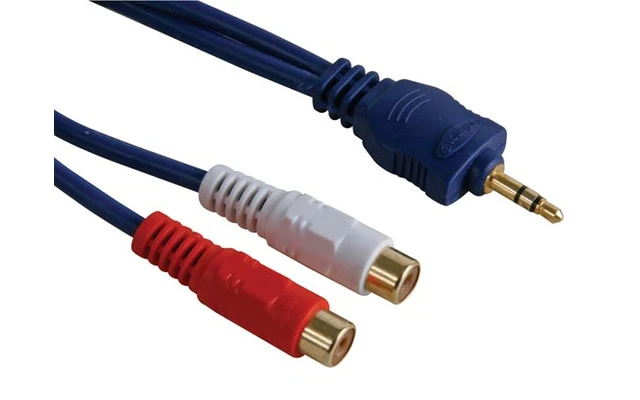 Cable audio - Jack estéreo macho 3.5mm a 2 x RCA Hembra, 0.2m