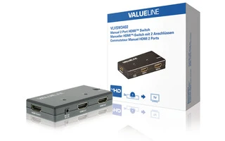 Conmutador manual HDMI de 2 puertos con 2 entradas HDMI y salida HDMI en color negro