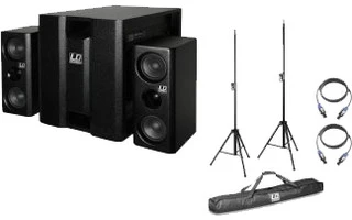 LD Systems Dave 8" - Multimedia 2.1 con Juego de soportes de altavoz