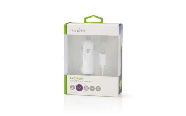 Cargador para Coche - 3,0 A - Cable fijo - USB-C™ - Blanco - Nedis CCHAC300AWT