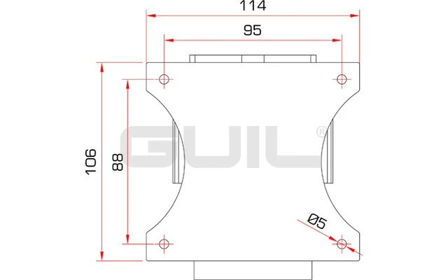 GUIL PST-CB/P cabezal de pared con cinta retráctil de 3 m (rojo)