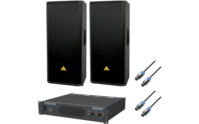 2x Behringer VP2520 + Behringer EP2000 + 2x Cable Speakon 2.5mm 5 metros