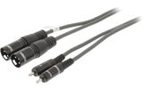2x Cable XLR Estéreo Macho de 3 Pines - 2x RCA Macho de 3,0 m Gris Oscuro - Sweex SWOP15210E30