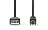 Cable USB 2.0 - A Macho - USB B Macho - 2,0 m - Negro - Nedis CCGT60100BK20