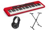 Casio CT-S200 Rojo con soporte de teclado y auriculares