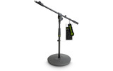 Gravity MS 2212 B - Pie de micrófono corto con base redonda y brazo jirafa telescópico de 1 punt