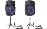 Party Light & Sound 2x15" SET pareja de altavoces con soportes y micrófonos