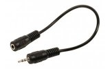 Cable adaptador de audio jack estéreo de 2.5 mm macho - 3.5 mm hembra de 0.20 m en color negro