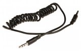 Cable de audio jack estéreo en espiral de 3.5 mm macho - 3.5 mm macho de 2.00 m en color negro