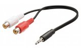 Cable adaptador de audio jack estéreo macho de 3.5 mm - 2 RCA hembra de 0.20 m en color negro