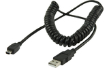 Cable en espiral USB 2.0, USB A Macho - Mini-USB 5-Pines Macho, de 2 m