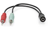 Cable de audio estéreo - 3.5 mm hembra - 2x 3,5 mm Macho 0.12 m