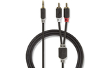 Cable de Audio Estéreo - Macho de 3,5 mm - 2x RCA Macho - 1,0 m - Antracita - Nedis CABW22200AT1