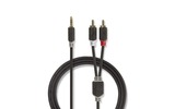 Cable de Audio Estéreo - Macho de 3,5 mm - 2x RCA Macho - 5,0 m - Antracita
